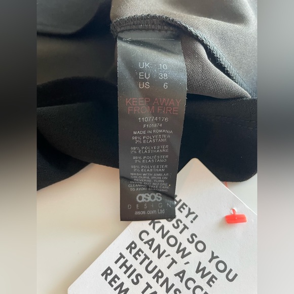 ASOS DESIGN long sleeve twist front detail skater mini dress in black - Picture 4 of 4